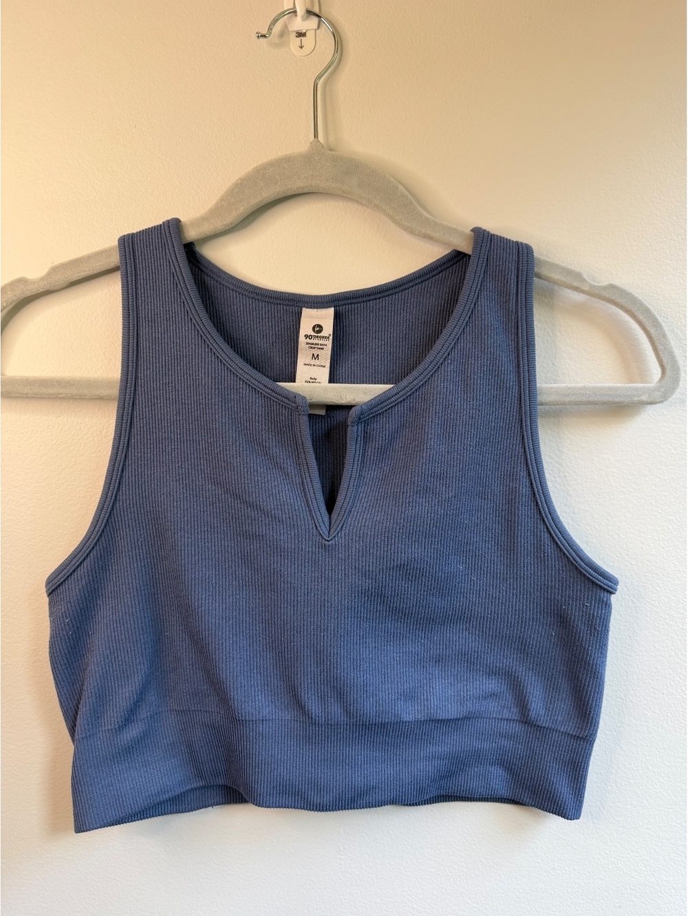 90 Degree By Reflex Seamless Raya Crop Tank in Blue, Size Medium